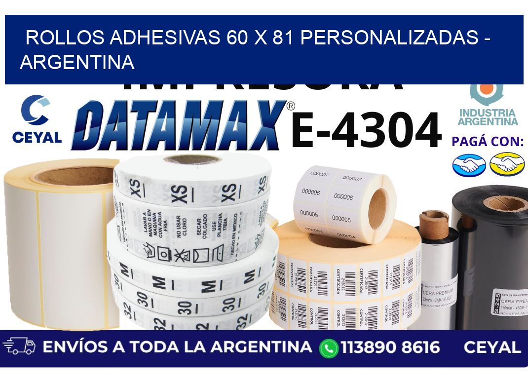 rollos adhesivas 60 x 81 personalizadas - Argentina
