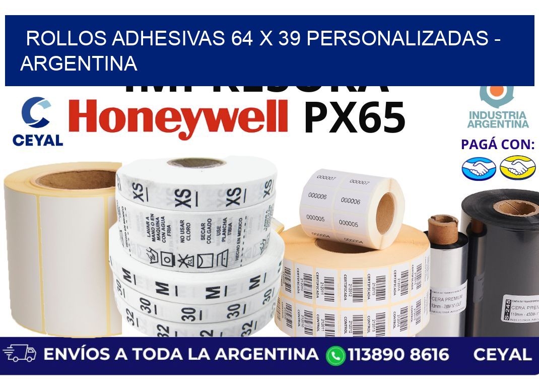 rollos adhesivas 64 x 39 personalizadas – Argentina
