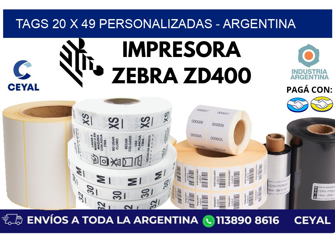 tags 20 x 49 personalizadas - Argentina