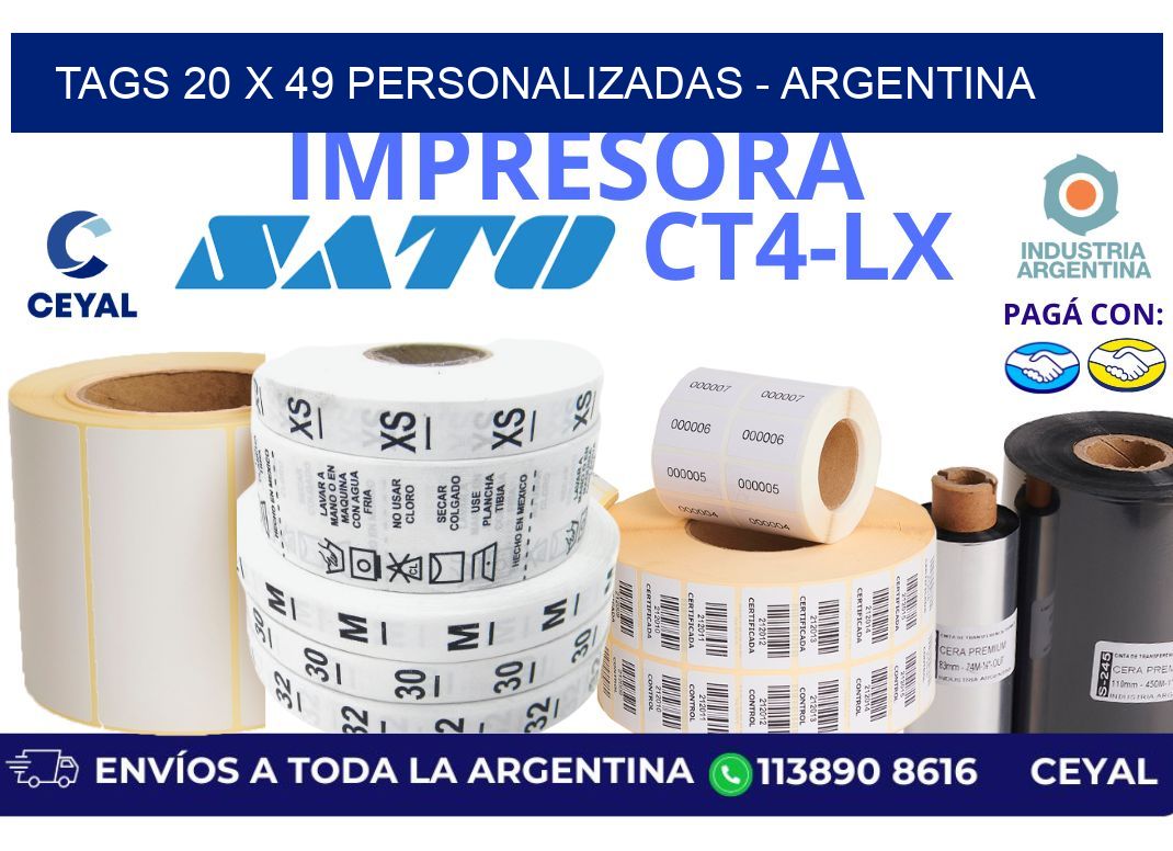 tags 20 x 49 personalizadas - Argentina