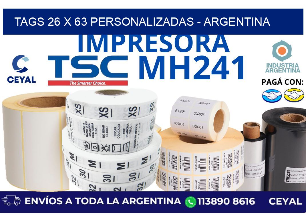 tags 26 x 63 personalizadas - Argentina