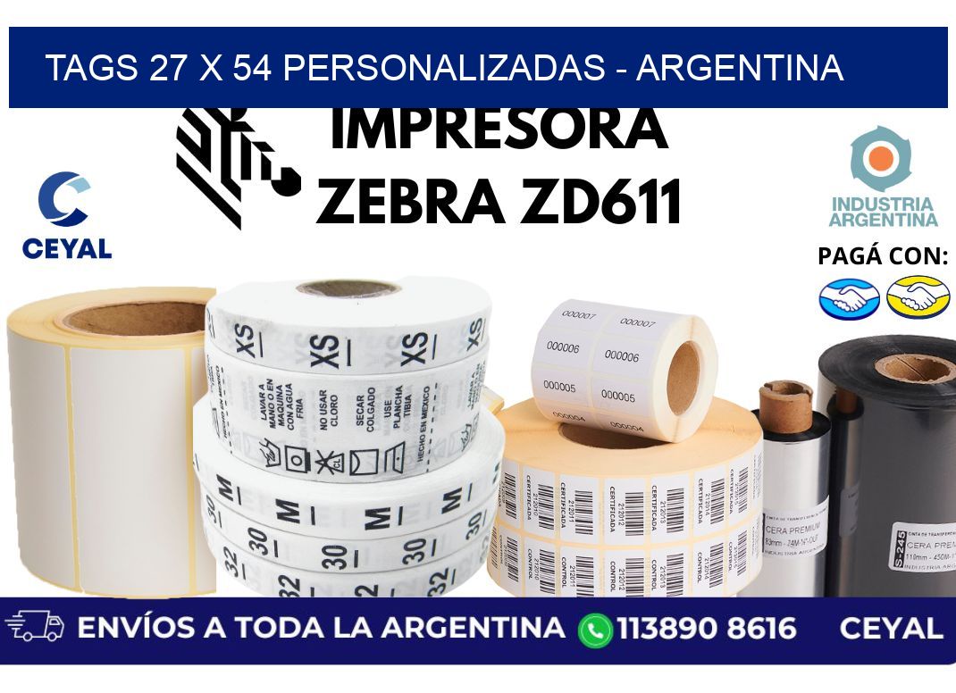 tags 27 x 54 personalizadas - Argentina