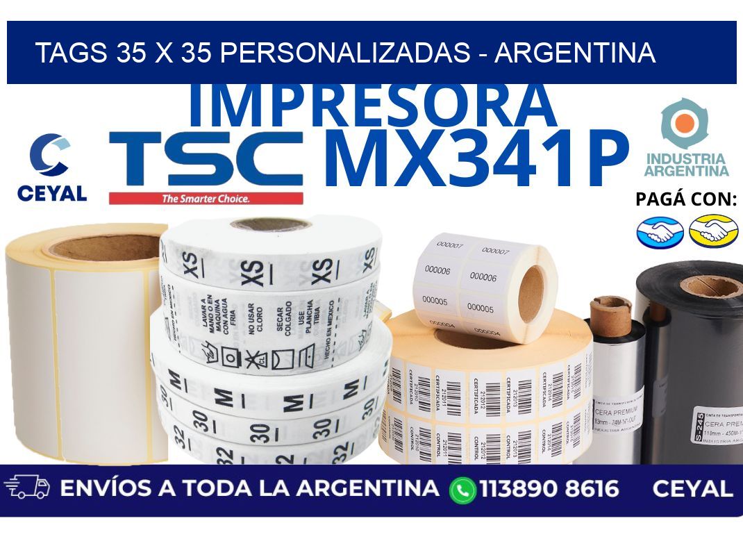 tags 35 x 35 personalizadas - Argentina
