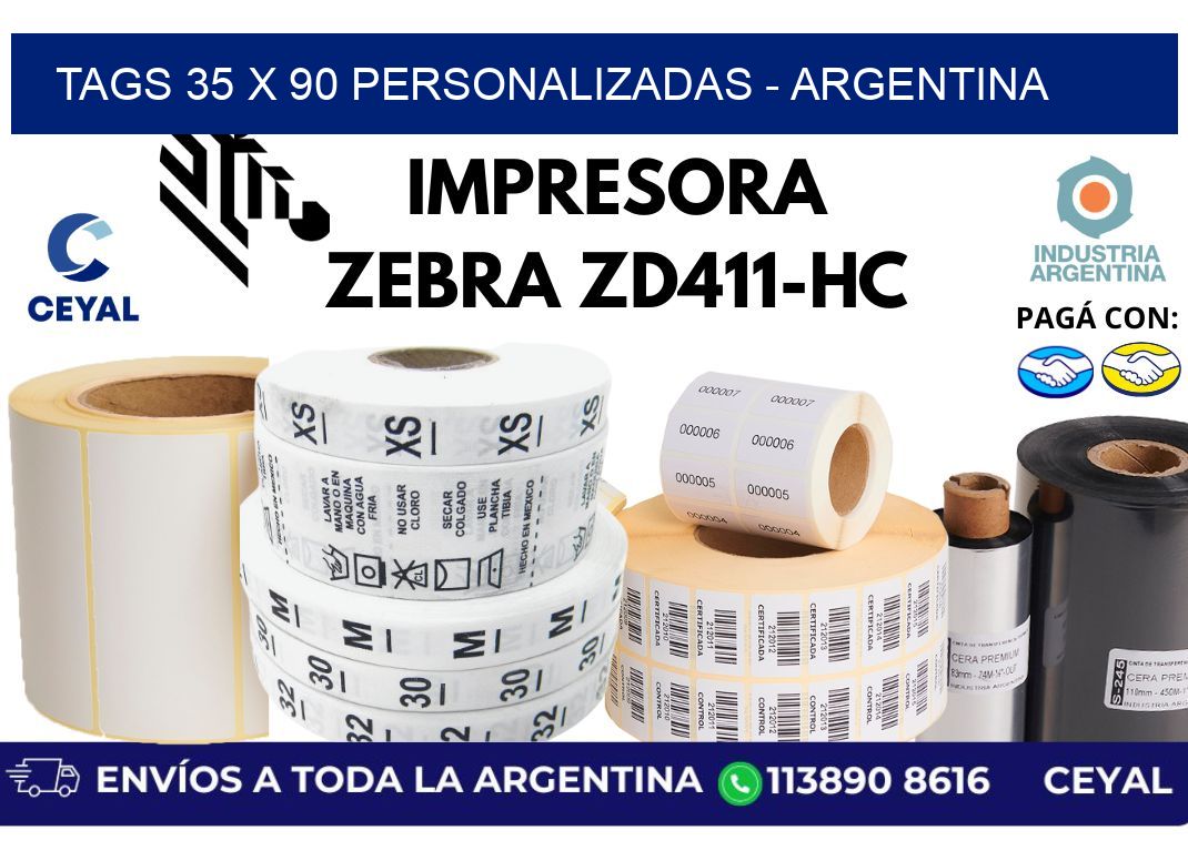 tags 35 x 90 personalizadas - Argentina