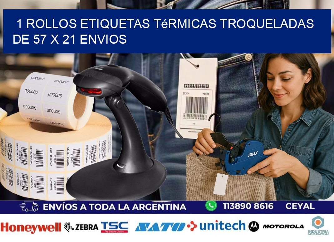 1 Rollos Etiquetas Térmicas Troqueladas De 57 x 21 ENVIOS