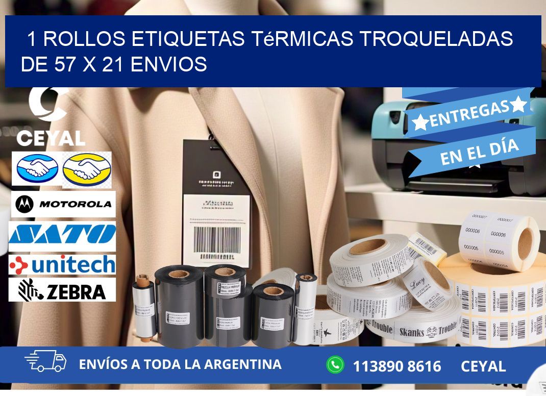 1 Rollos Etiquetas Térmicas Troqueladas De 57 x 21 ENVIOS