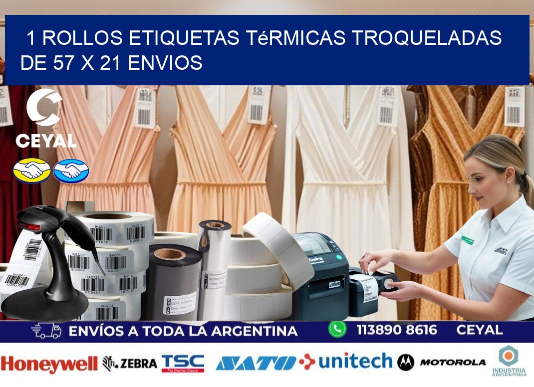 1 Rollos Etiquetas Térmicas Troqueladas De 57 x 21 ENVIOS