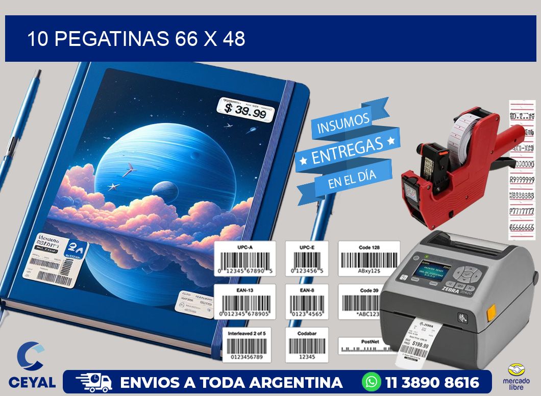 10 PEGATINAS 66 x 48