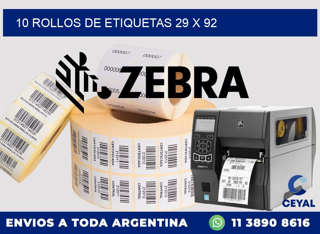 10 ROLLOS DE ETIQUETAS 29 x 92
