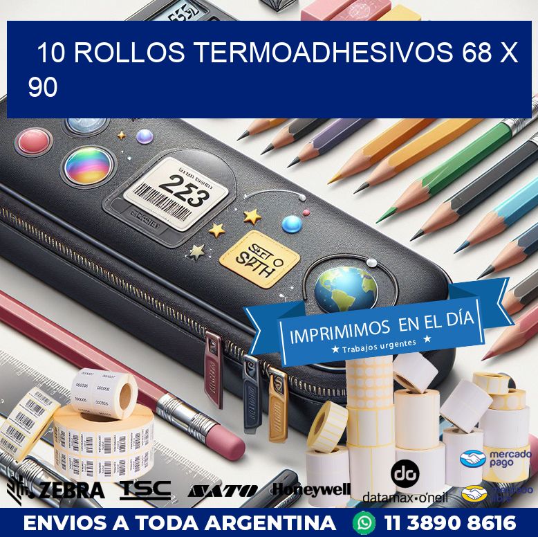 10 ROLLOS TERMOADHESIVOS 68 x 90