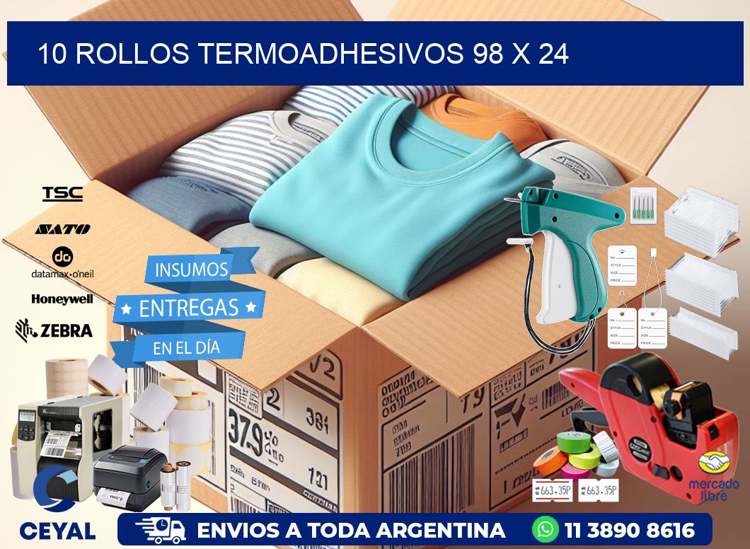 10 ROLLOS TERMOADHESIVOS 98 x 24