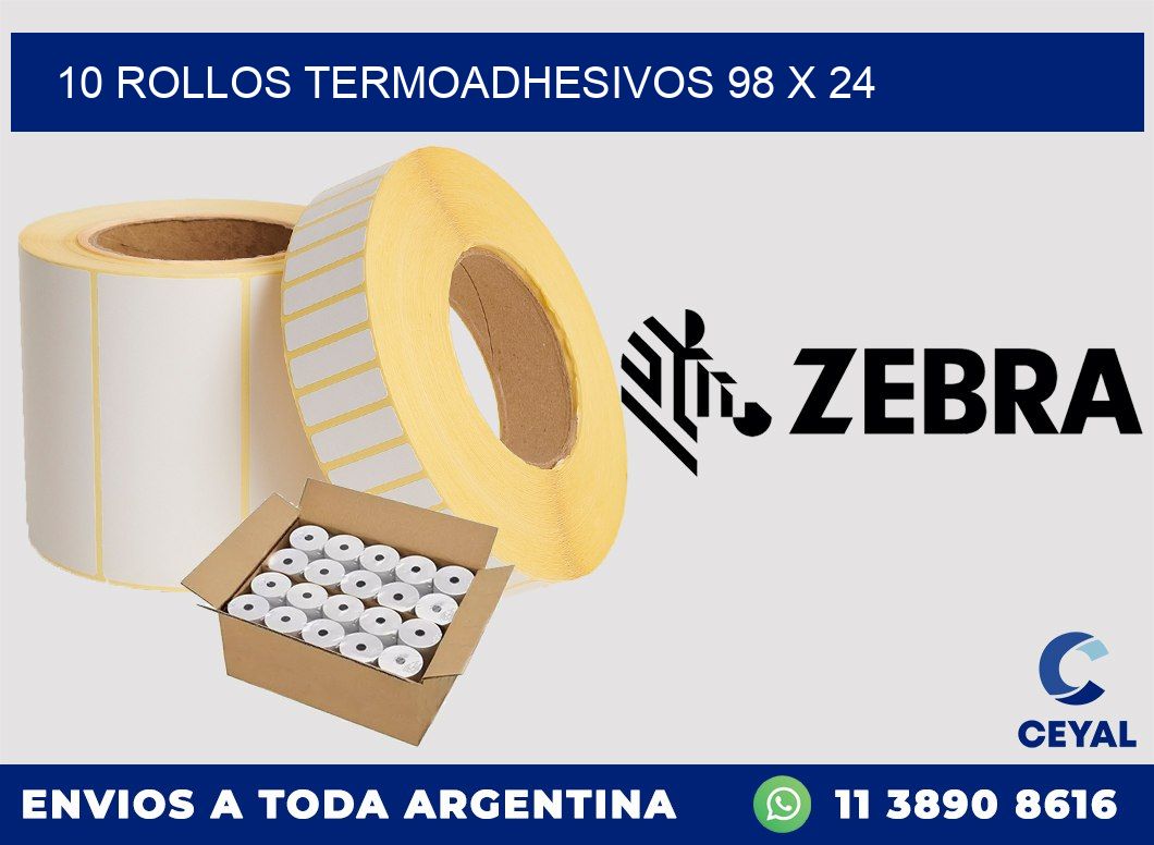 10 ROLLOS TERMOADHESIVOS 98 x 24