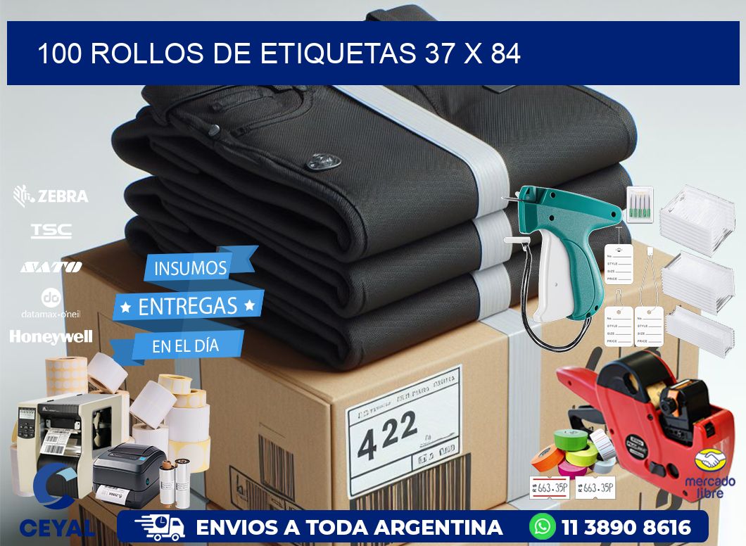 100 ROLLOS DE ETIQUETAS 37 x 84