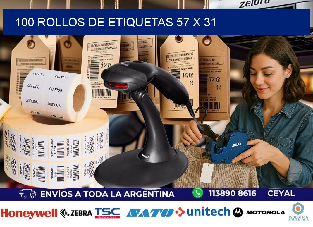 100 ROLLOS DE ETIQUETAS 57 x 31