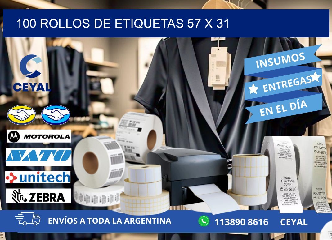 100 ROLLOS DE ETIQUETAS 57 x 31