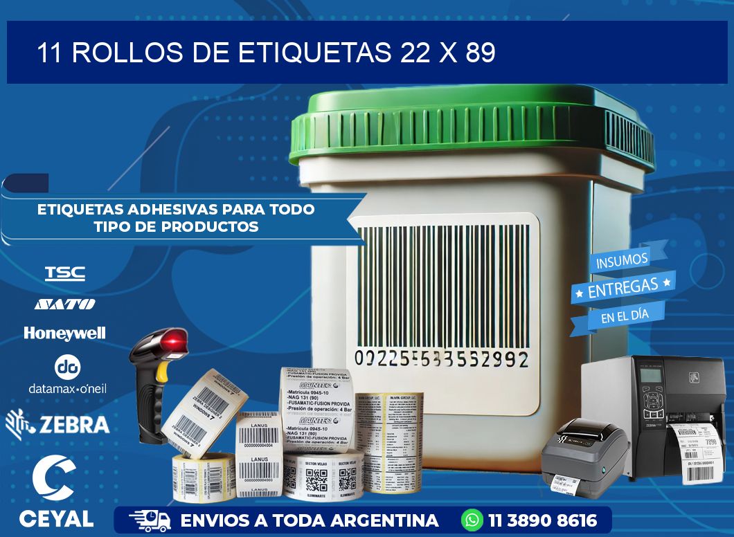 11 ROLLOS DE ETIQUETAS 22 x 89