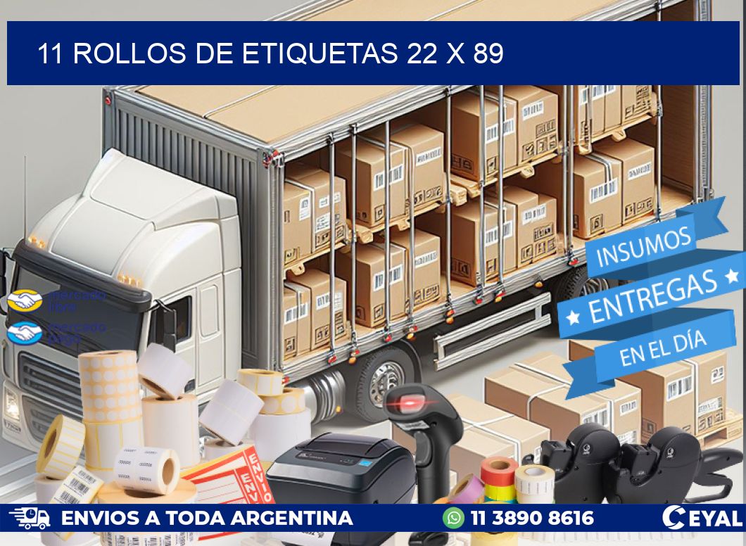 11 ROLLOS DE ETIQUETAS 22 x 89