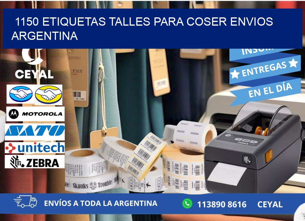 1150 ETIQUETAS TALLES PARA COSER ENVIOS ARGENTINA