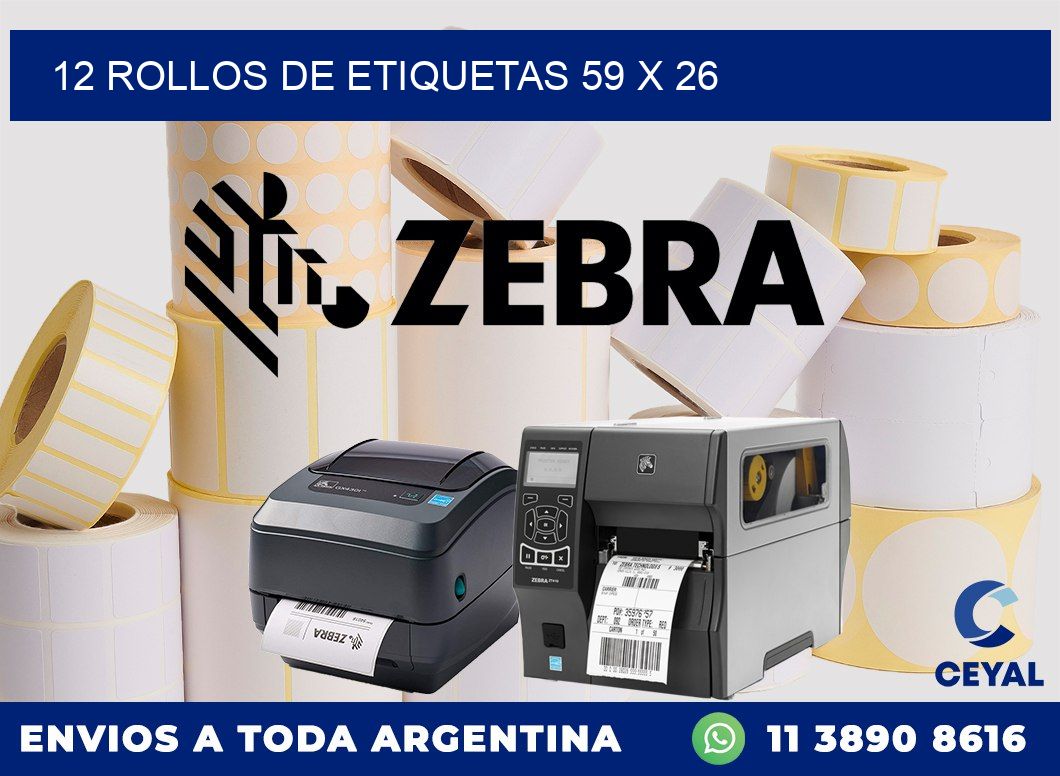 12 ROLLOS DE ETIQUETAS 59 x 26