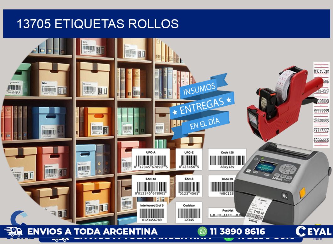 13705 etiquetas rollos
