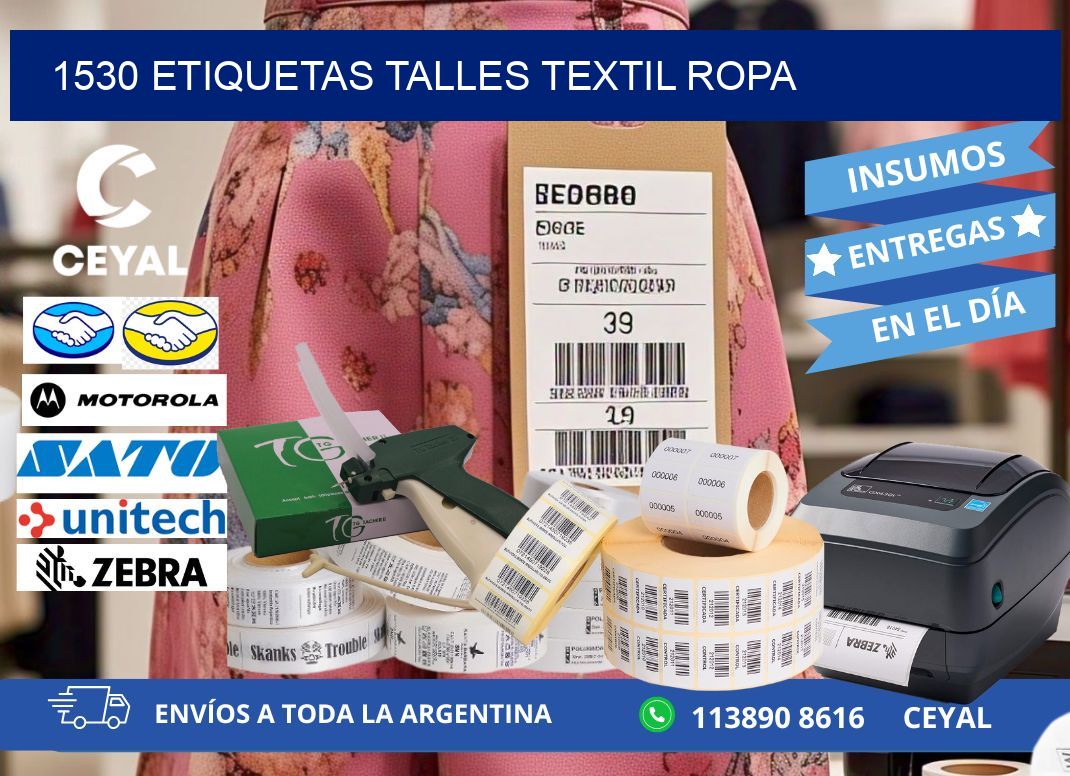1530 ETIQUETAS TALLES TEXTIL ROPA
