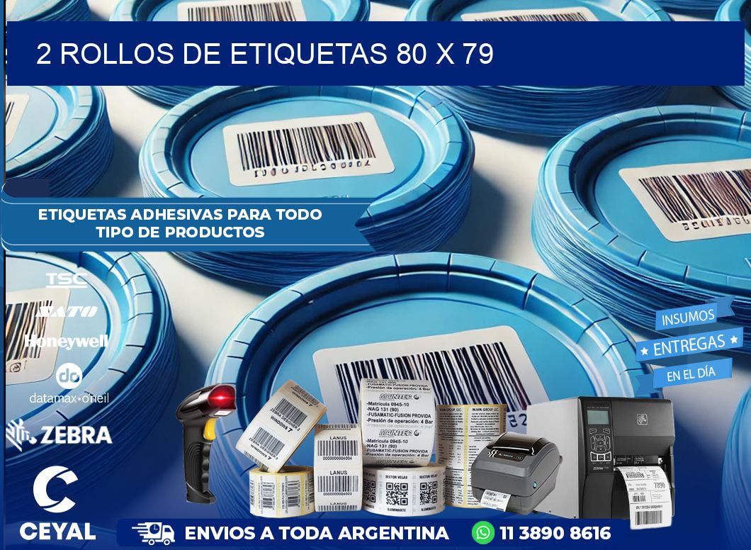2 ROLLOS DE ETIQUETAS 80 x 79
