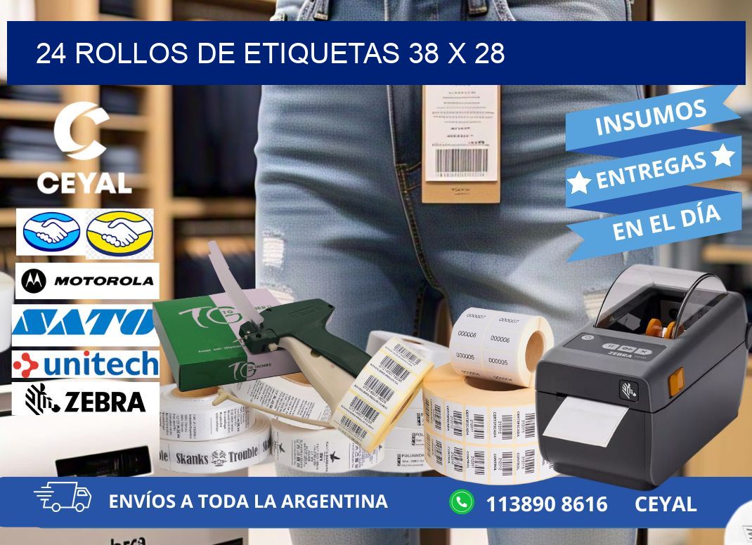 24 ROLLOS DE ETIQUETAS 38 x 28