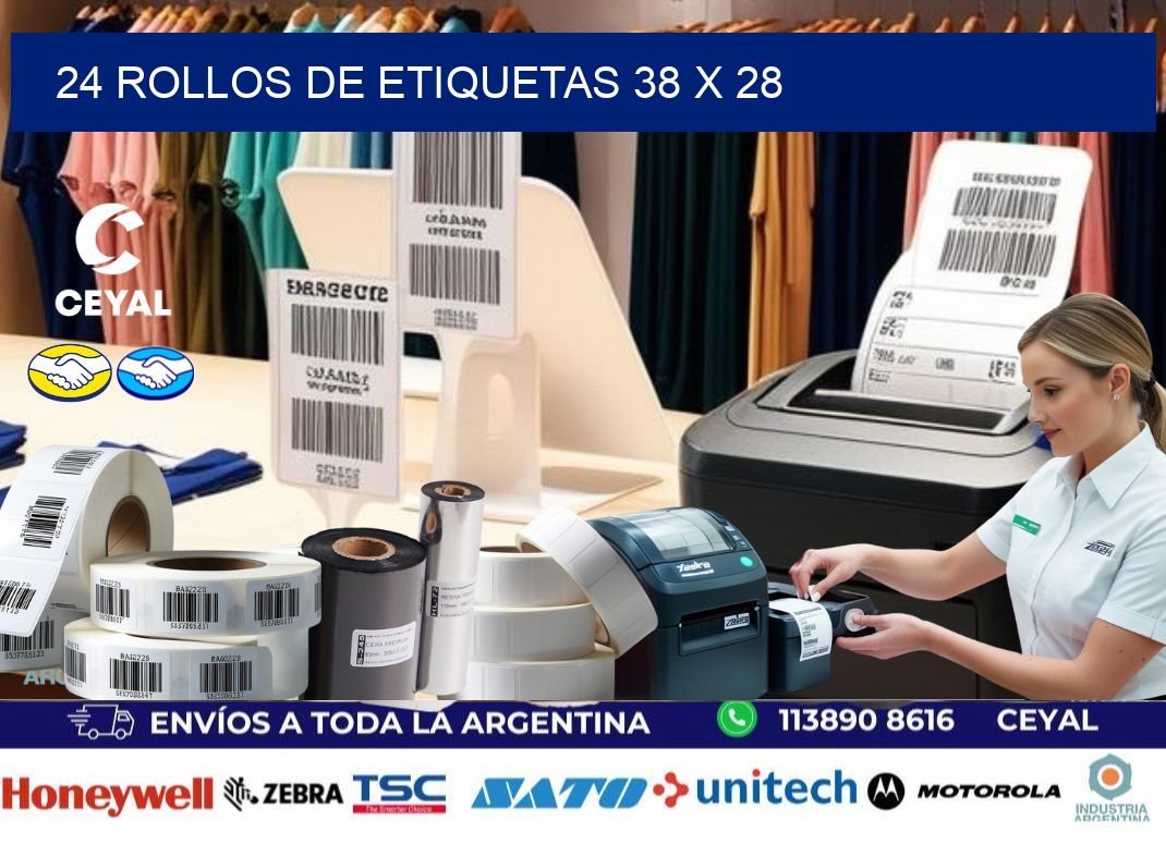 24 ROLLOS DE ETIQUETAS 38 x 28