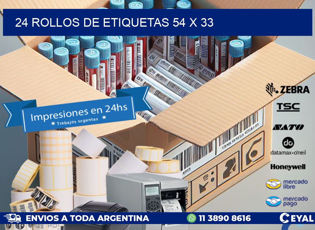 24 ROLLOS DE ETIQUETAS 54 x 33
