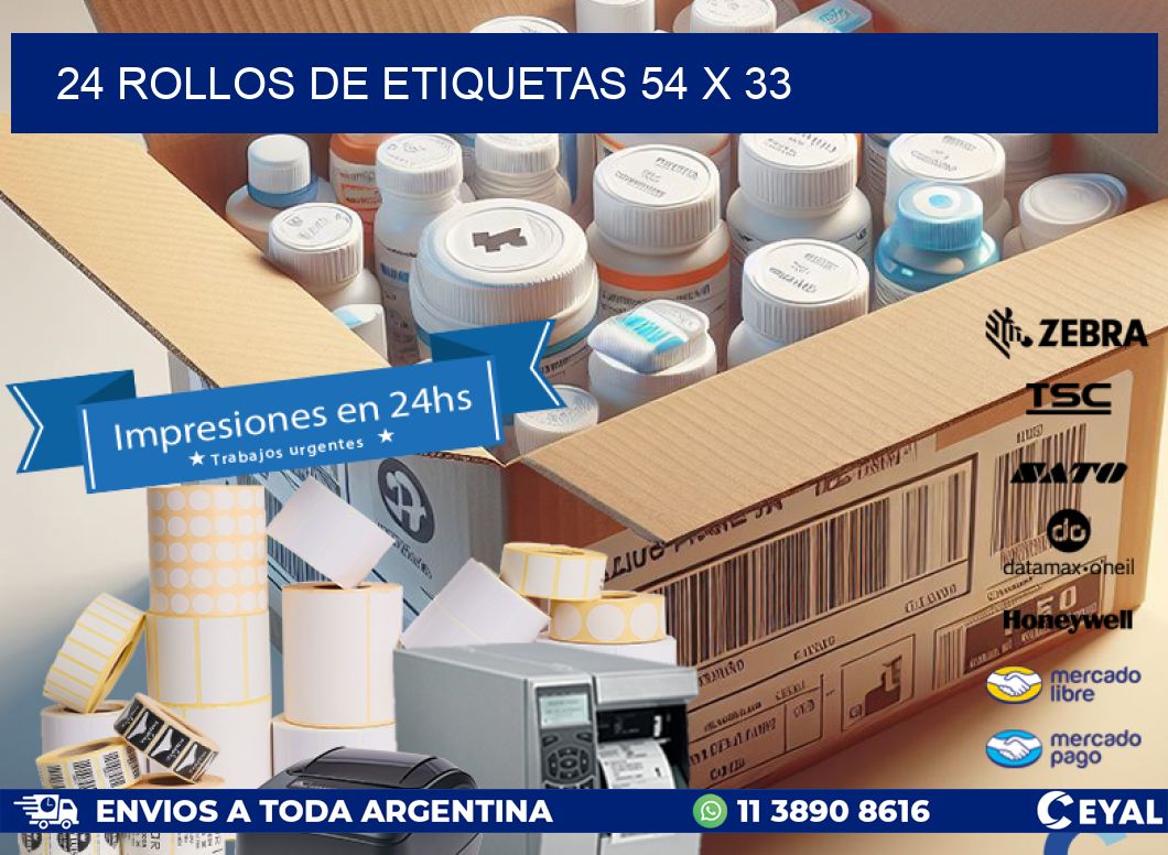 24 ROLLOS DE ETIQUETAS 54 x 33