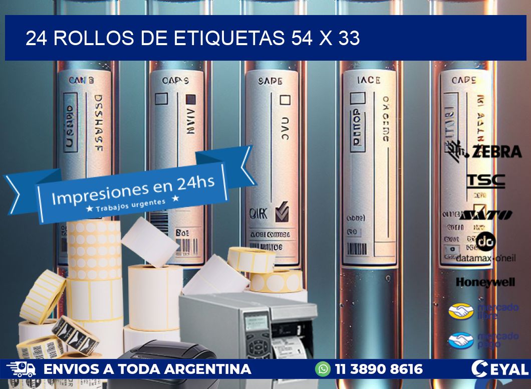24 ROLLOS DE ETIQUETAS 54 x 33