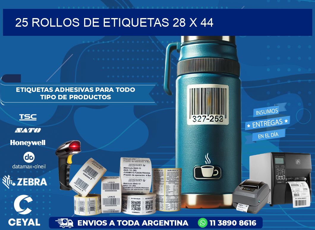 25 ROLLOS DE ETIQUETAS 28 x 44