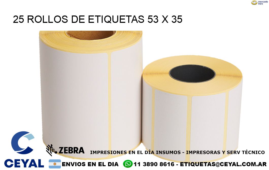 25 ROLLOS DE ETIQUETAS 53 x 35
