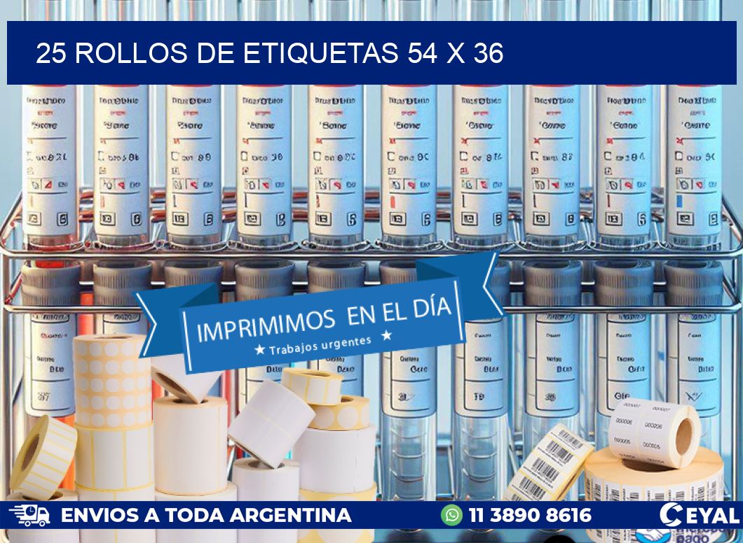 25 ROLLOS DE ETIQUETAS 54 x 36
