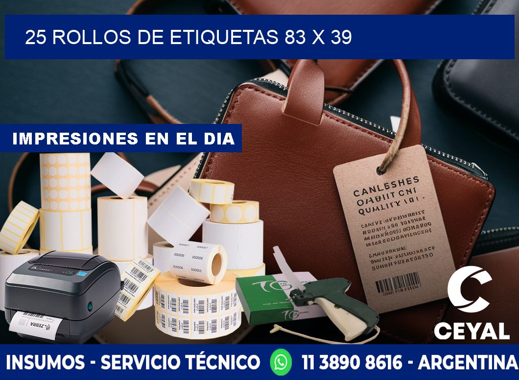 25 ROLLOS DE ETIQUETAS 83 x 39