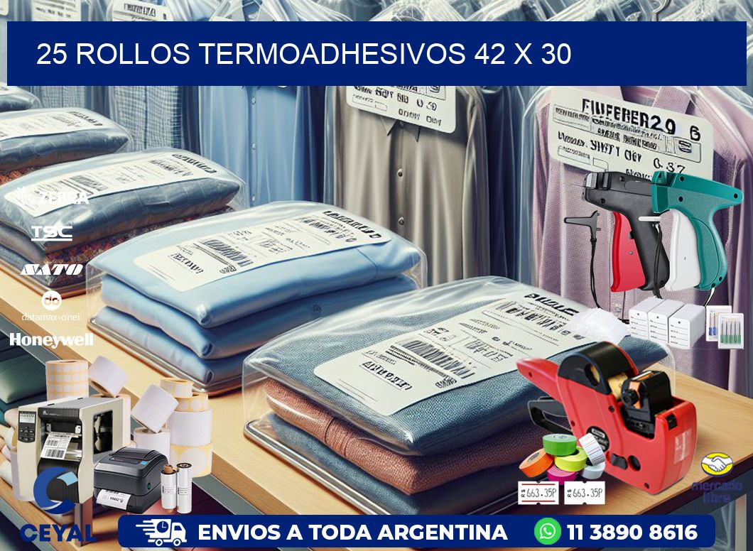 25 ROLLOS TERMOADHESIVOS 42 x 30