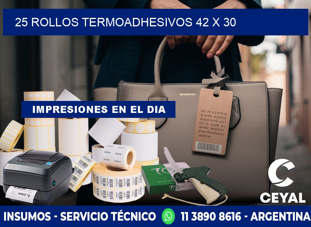 25 ROLLOS TERMOADHESIVOS 42 x 30