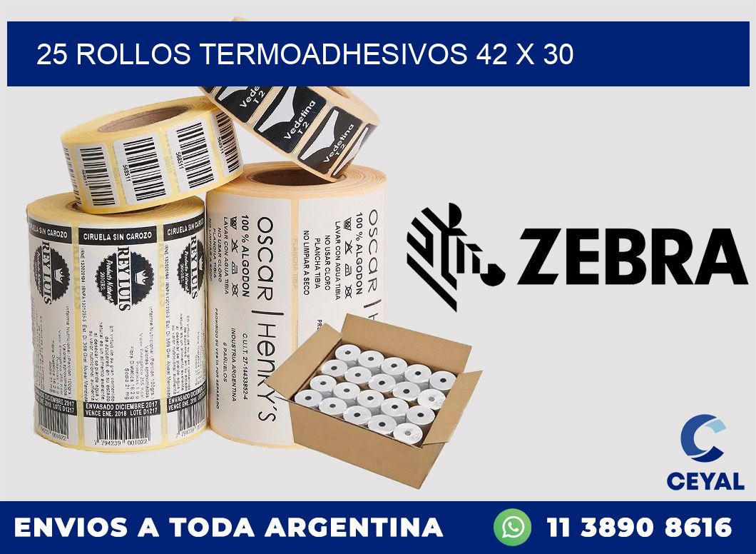 25 ROLLOS TERMOADHESIVOS 42 x 30