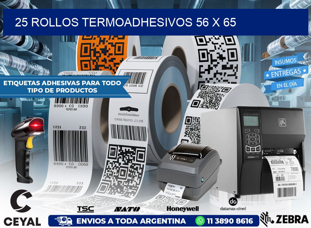 25 ROLLOS TERMOADHESIVOS 56 x 65