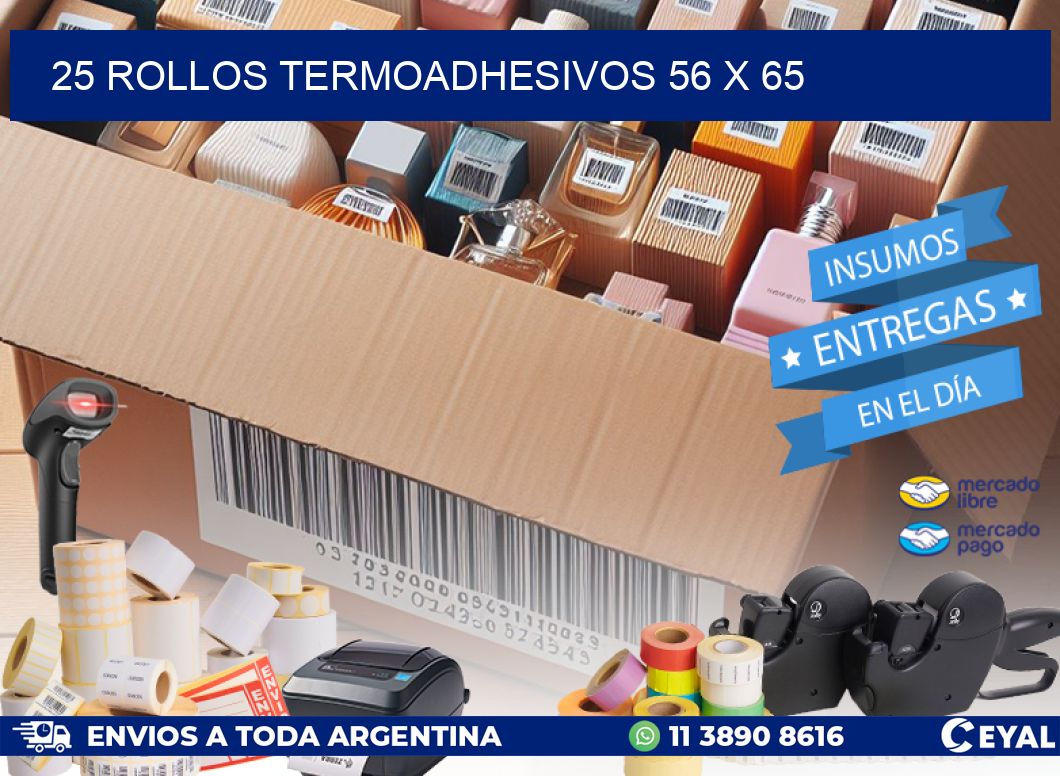 25 ROLLOS TERMOADHESIVOS 56 x 65