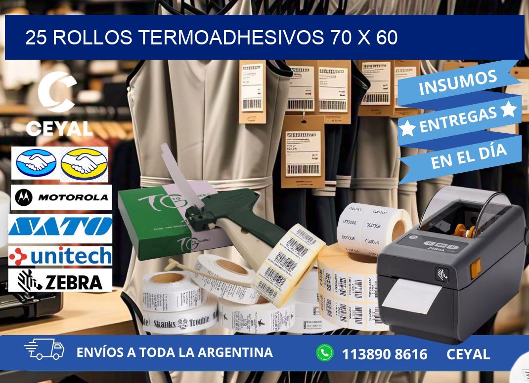 25 ROLLOS TERMOADHESIVOS 70 x 60