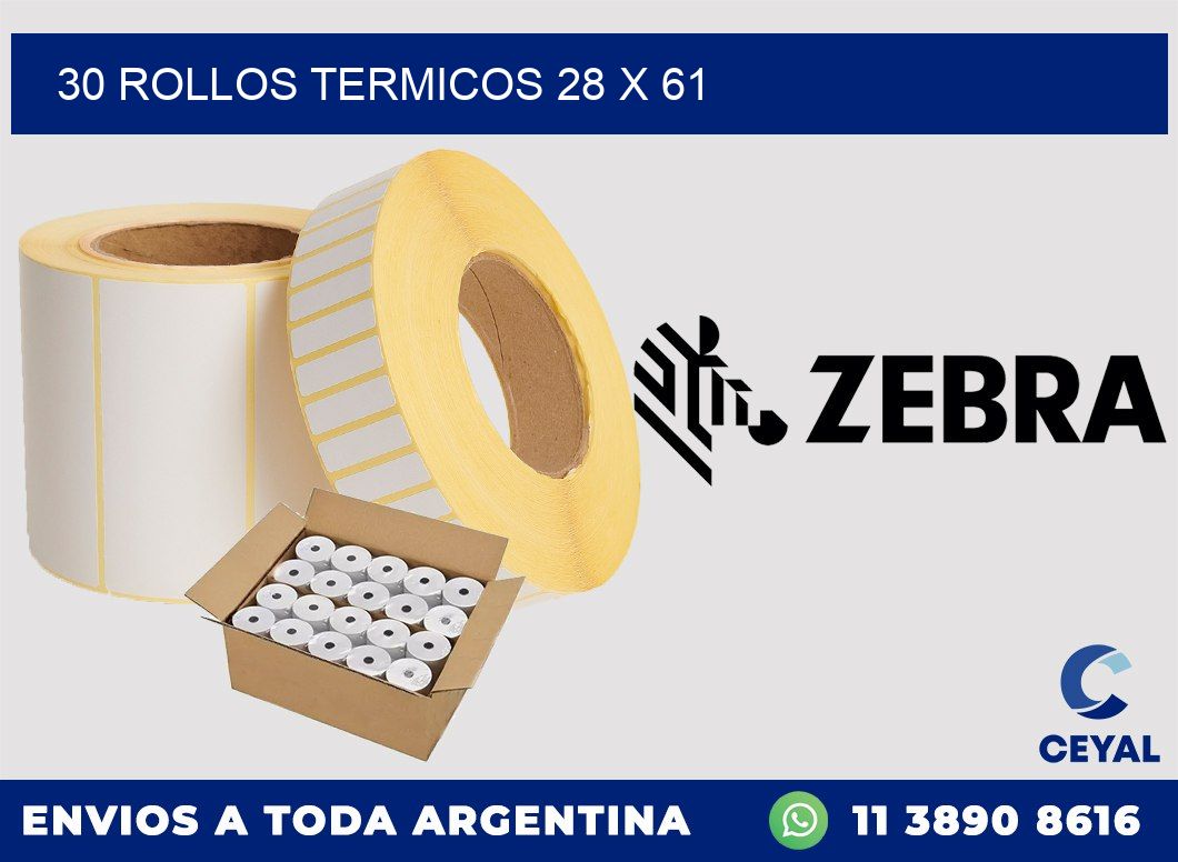 30 ROLLOS TERMICOS 28 x 61