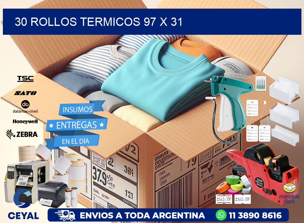 30 ROLLOS TERMICOS 97 x 31