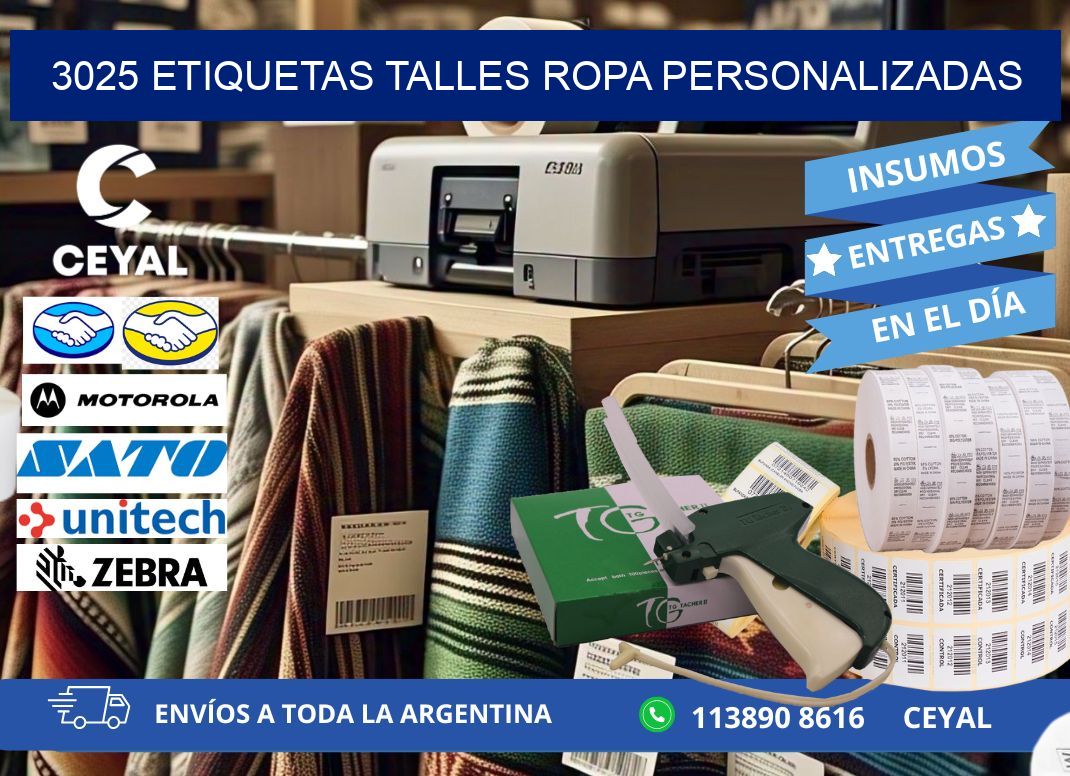 3025 ETIQUETAS TALLES ROPA PERSONALIZADAS