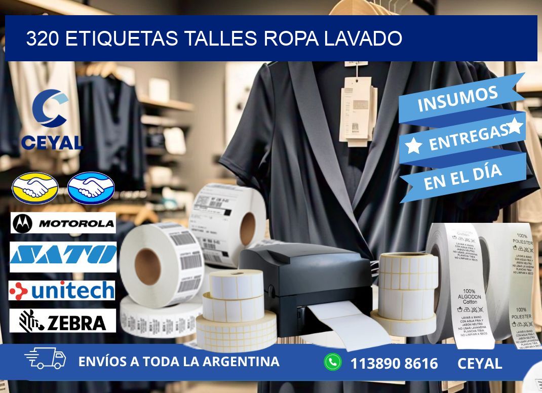 320 ETIQUETAS TALLES ROPA LAVADO