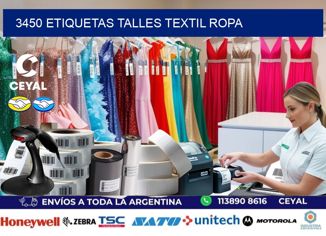 3450 ETIQUETAS TALLES TEXTIL ROPA