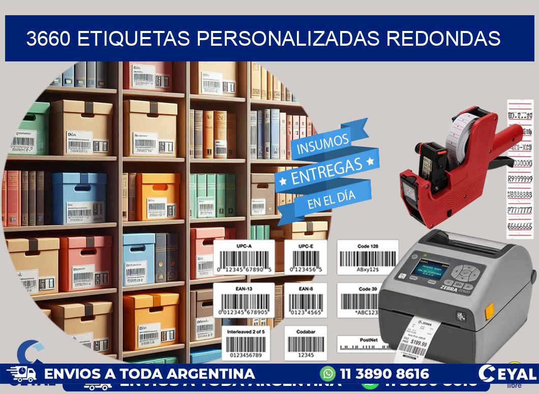 3660 Etiquetas personalizadas redondas