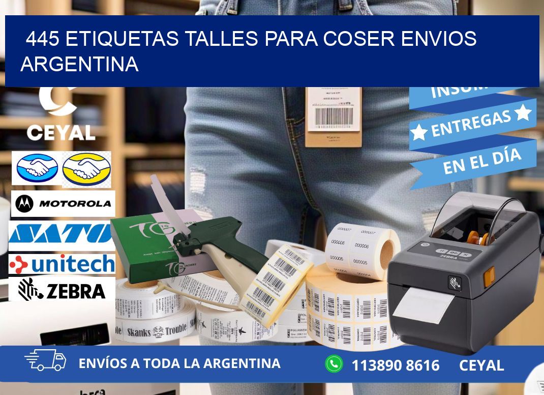 445 ETIQUETAS TALLES PARA COSER ENVIOS ARGENTINA