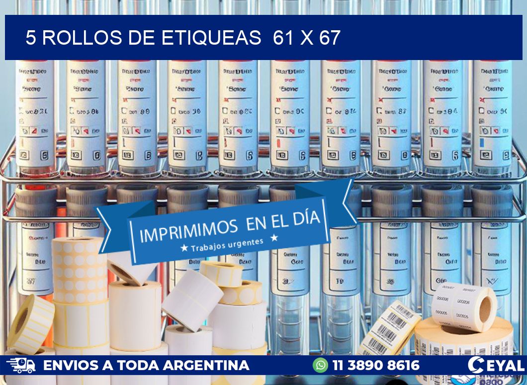 5 ROLLOS DE ETIQUEAS  61 x 67