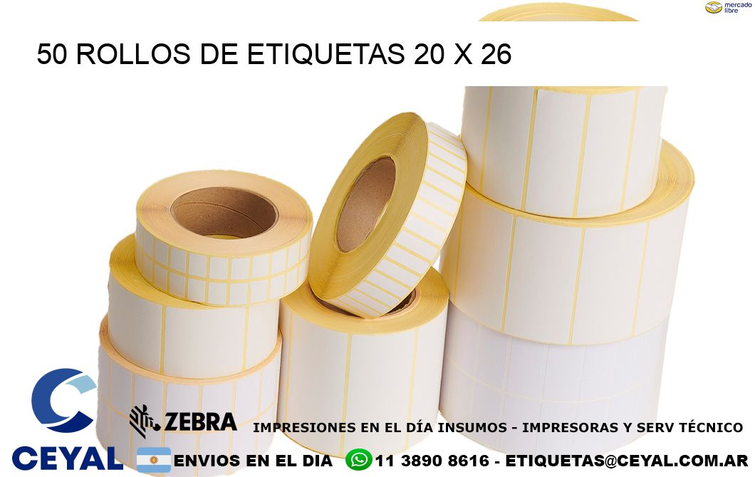 50 ROLLOS DE ETIQUETAS 20 x 26